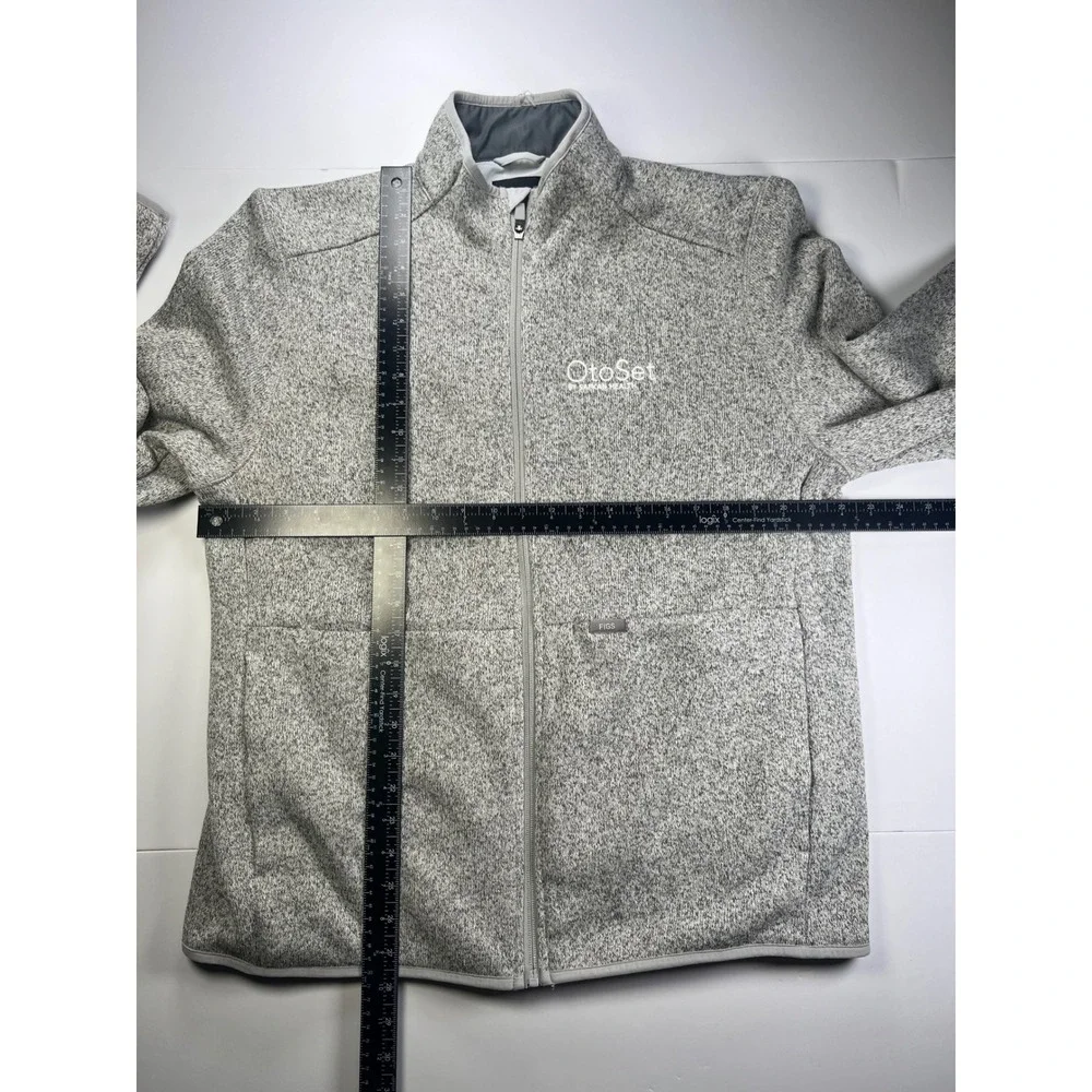 FIGS Fleece Jacket Mens XL Gray Full Zip Heathered OtoSet Embroidered Mock Neck - Picture 4 of 6